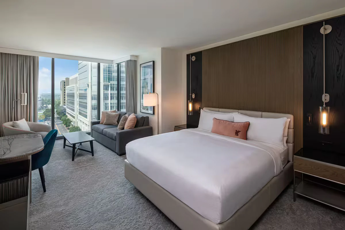 Guest room at JW Marriott Charlotte in Charlotte, North Carolina